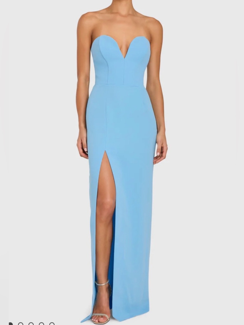 Amanda Uprichard Strapless Light Blue Gown with Front Slit